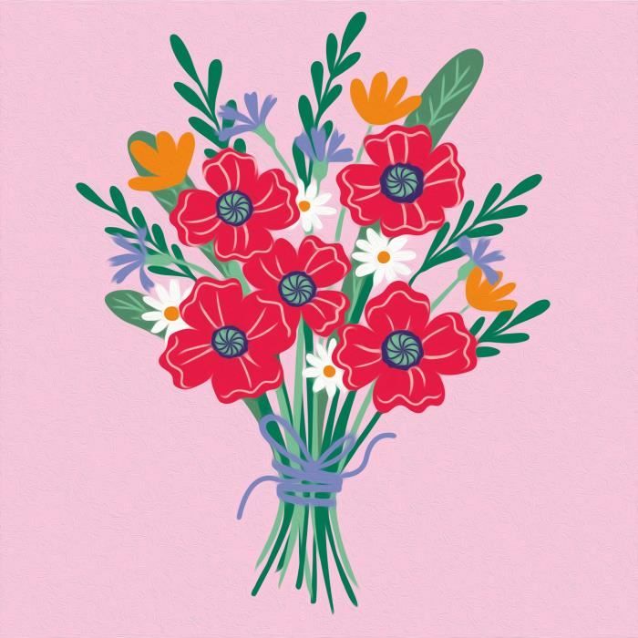CreArt 20x20 cm Poppy bouquet, Loisir créatif, Adulte, Peinture par numéros, 25519, Ravensburger