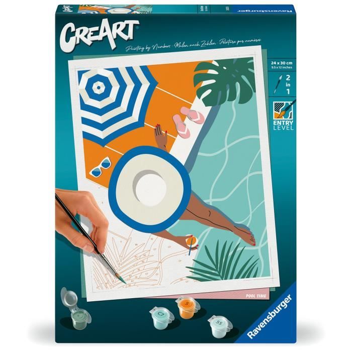 CreArt 24x30 cm Pool Time, Adulte, Peinture par numéros, 25523, Ravensburger