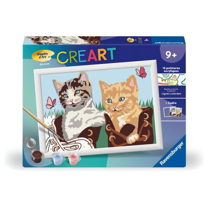 CreArt Kids 18x24cm, Numéro d'Art, Chatons et Chaussures, Kit de peinture par numéros Numéro d'Art, Des 7 ans, 25528, Ravensburger