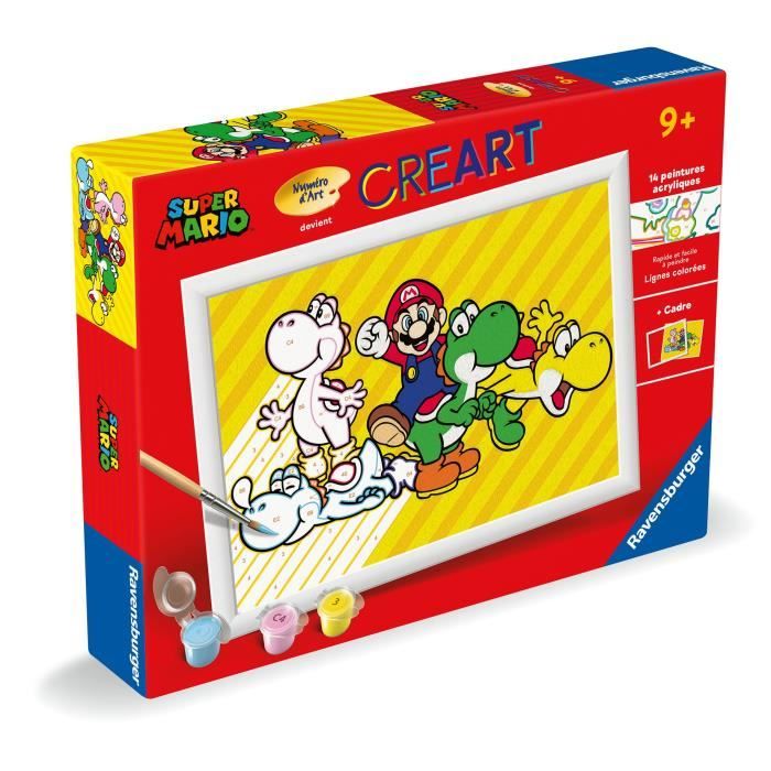 CreArt Kids 18x24cm Super Mario, Kit de peinture par numéros Numéro d'Art, Des 7 ans, 25529, Ravensburger