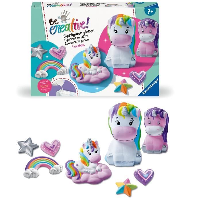 Be Creative Figurines Licornes, 10 objets a réaliser en plâtre, Décoration, Loisir créatif, Des 7 ans, Ravensburger