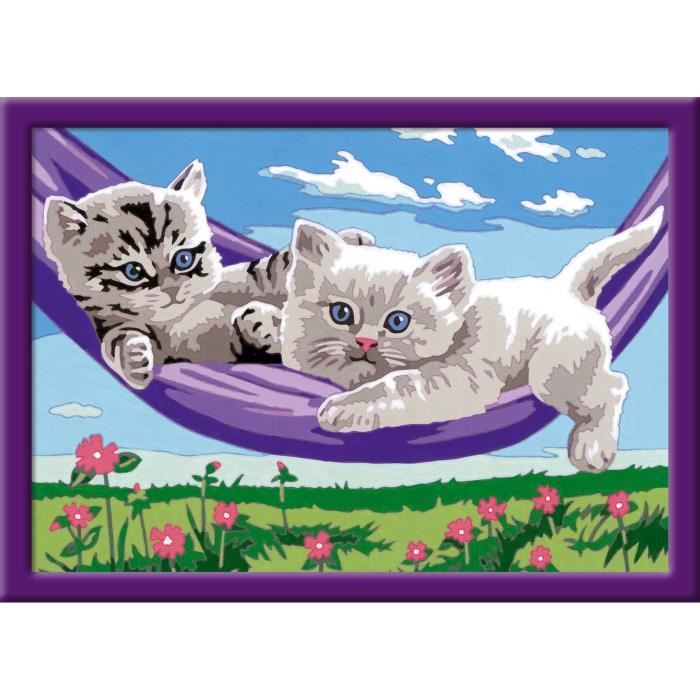 CreArt Kids 18x24cm Chatons dans le hamac, Kit de peinture par numéros Numéro d'Art, Des 9 ans, 25828, Ravensburger