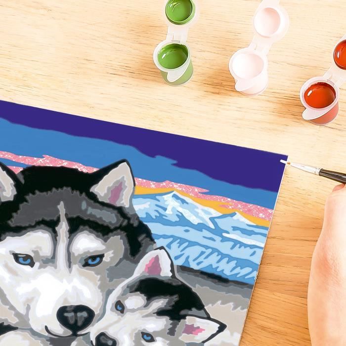 CreArt Kids 18x24cm Doux bisous de Husky, Kit de peinture par numéros Numéro d'Art, Des 7 ans, 25829, Ravensburger