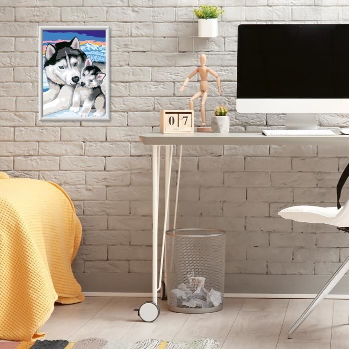 CreArt Kids 18x24cm Doux bisous de Husky, Kit de peinture par numéros Numéro d'Art, Des 7 ans, 25829, Ravensburger