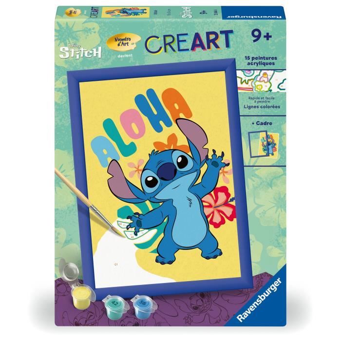 CreArt Kids 18x24cm Stitch, Kit de peinture par numéros Numéro d'Art, Des 7 ans, 25844, Ravensburger