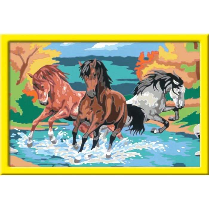 CreArt Kids 31x21cm Horde de chevaux, Kit de peinture par numéros Numéro d'Art, Des 9 ans, 25846, Ravensburger