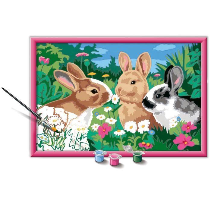 CreArt Kids 31x21cm Lapins dans le pré, Kit de peinture par numéros Numéro d'Art, Des 9 ans, 25847, Ravensburger