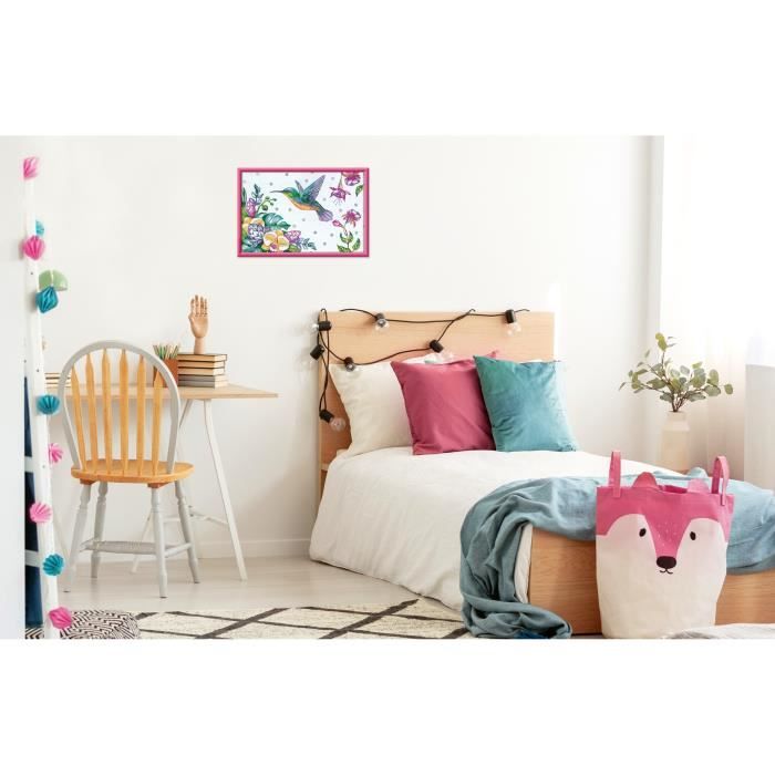 CreArt Kids 31x21cm Colibri et fleurs exotiques, Kit de peinture par numéros Numéro d'Art, Des 7 ans, 25851, Ravensburger