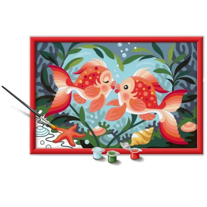 CreArt Kids 31x21cm Bisous de poissons, Kit de peinture par numéros Numéro d'Art, Des 7 ans, 25853, Ravensburger