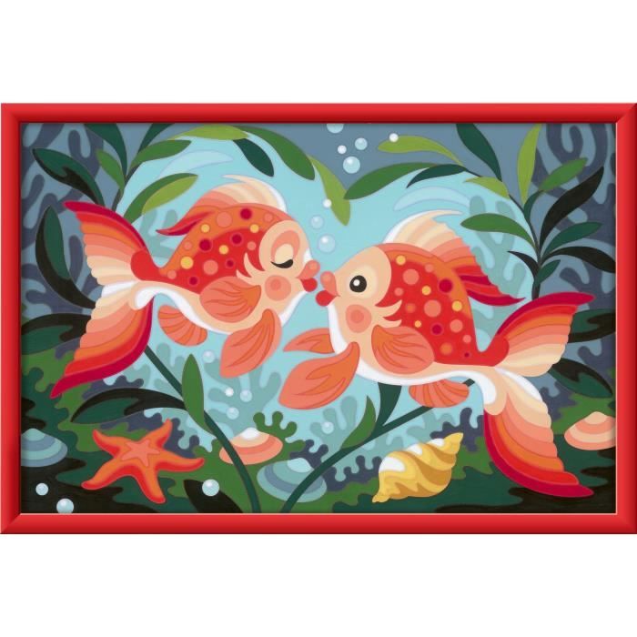 CreArt Kids 31x21cm Bisous de poissons, Kit de peinture par numéros Numéro d'Art, Des 7 ans, 25853, Ravensburger
