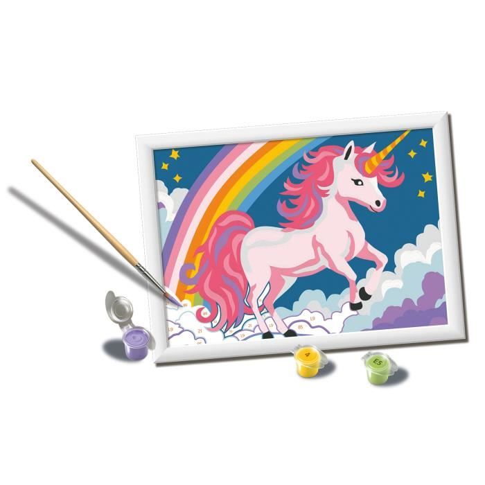CreArt Kids 18x24cm Licorne Néon, Kit de peinture par numéros Numéro d'Art, Des 7 ans, 25904, Ravensburger