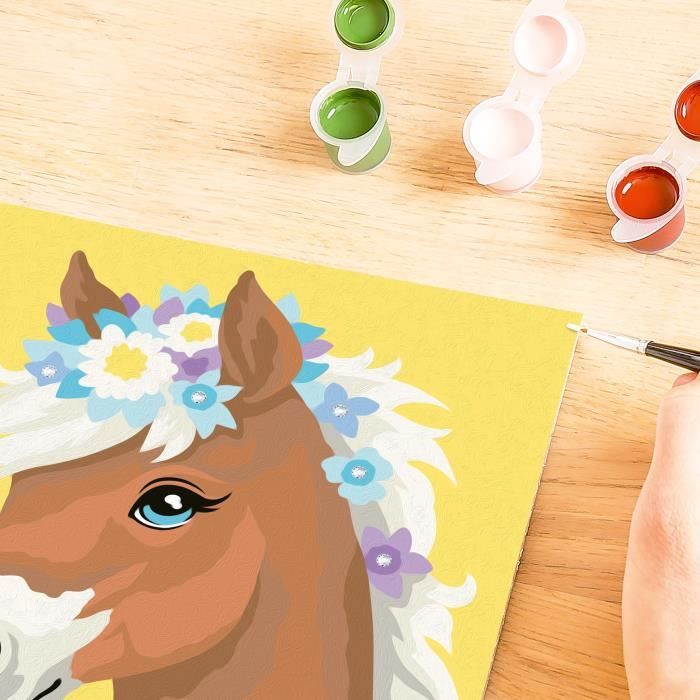 CreArt Kids 18x24cm Cheval fleuri, Kit de peinture par numéros Numéro d'Art, Des 7 ans, 25906, Ravensburger