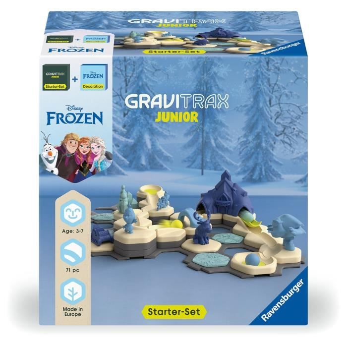 Gravitrax Junior Starter Set La Reine des Neiges, Circuits de billes, 71 pieces, Ravensburger 73385, Des 3 ans