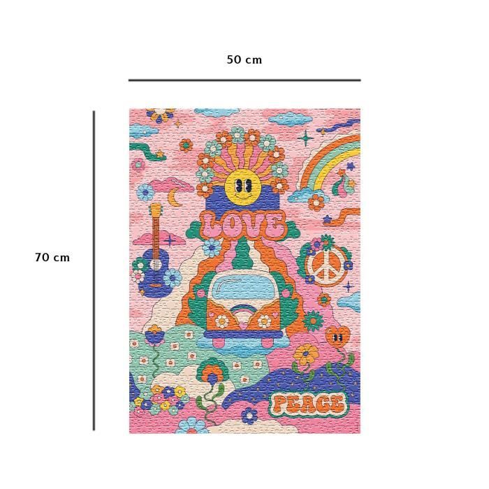 Puzzle 1000 pieces Hippie style / Cha cha Pop, des 14 ans, Puzzle de qualité supérieure, Collection Artiste, 12001443, Nathan