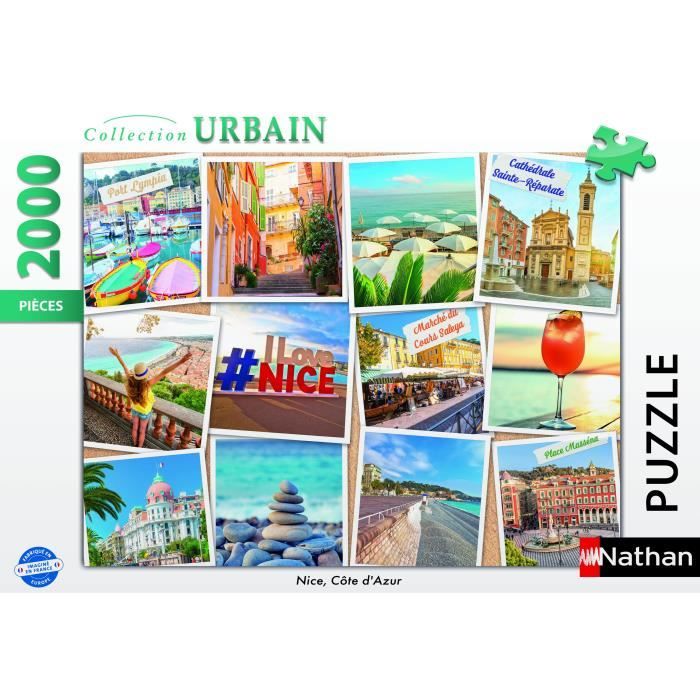 Puzzle 2000 pieces Nice, Côte d'Azur, Adultes et enfants des 14 ans, Collection Urbain, France, 12001613, Nathan