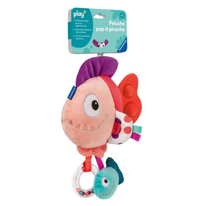 Ravensburger play+, Peluche pop-it - Piranha rouge , 6-36 mois, Premier ‚ge, bÈbÈ