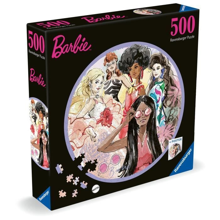 Puzzle rond 500 pieces : Barbie - L'icône du style depuis 1959