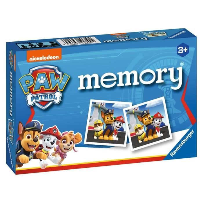 Pat' Patrouille Memory, Jeu éducatif classique, Jeu de mémoire, Ravensburger, Des 3 ans