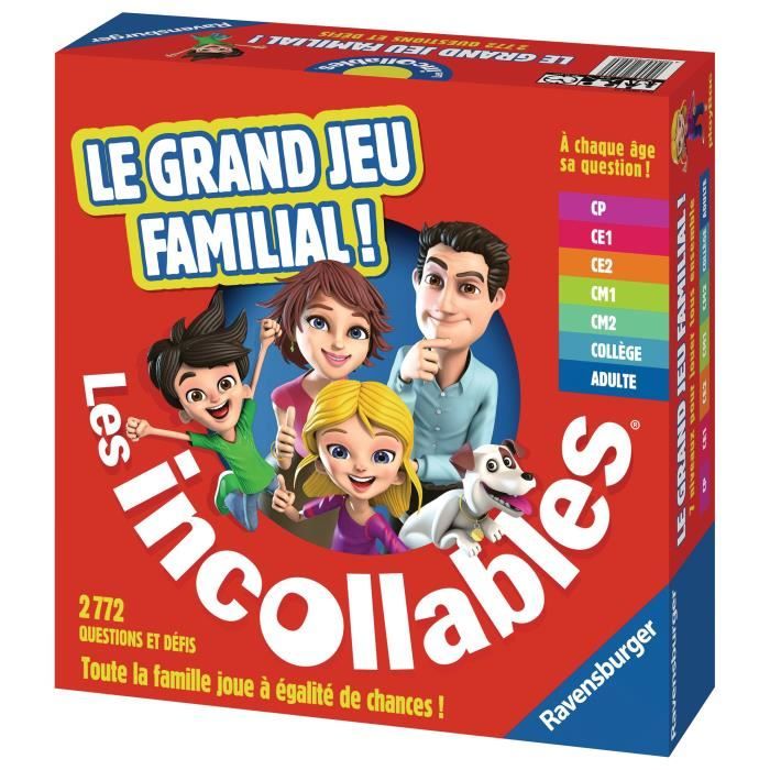 Jeu de Quiz Les Incollables Le grand jeu familial Ravensburger - 7 niveaux de difficulté - Des 6 ans