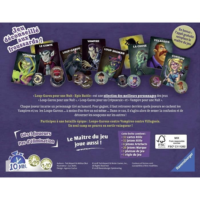 Loup-Garou pour une Nuit - Epic Battle - Ravensburger - Jeu d'ambiance Enfants et Adultes - Jeu de rôle - 3 a 10 joueurs des 9 ans