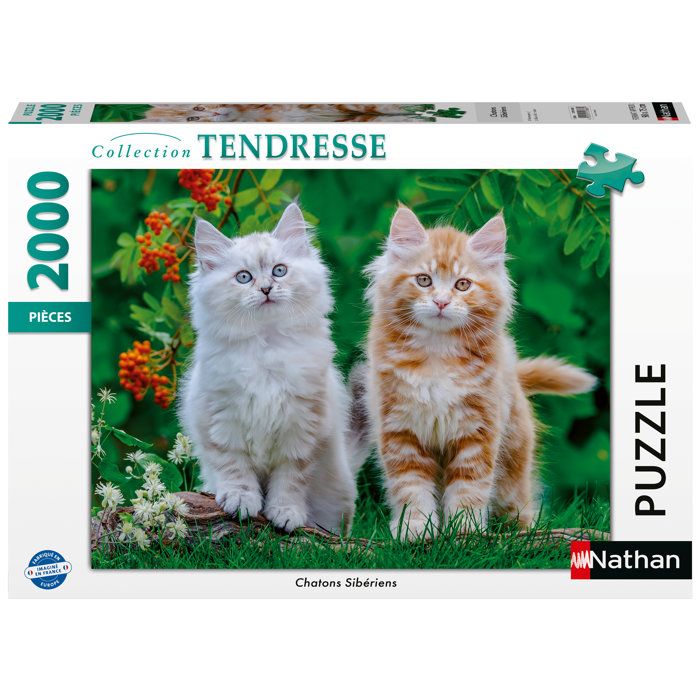 Nathan - Puzzle 2000 pieces - Chatons Sibériens -des 14 ans - Puzzle de qualité supérieure - Collection Tendresse - 12001868