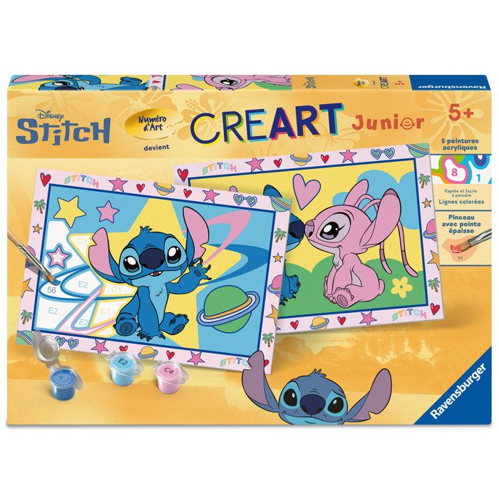 Ravensburger – CreArt Junior – Numéro d'Art – Stitch – Kit de peinture par numéros – Des 5 ans – 12023214