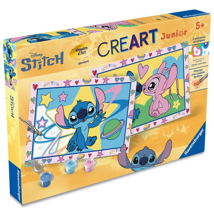 Ravensburger – CreArt Junior – Numéro d'Art – Stitch – Kit de peinture par numéros – Des 5 ans – 12023214