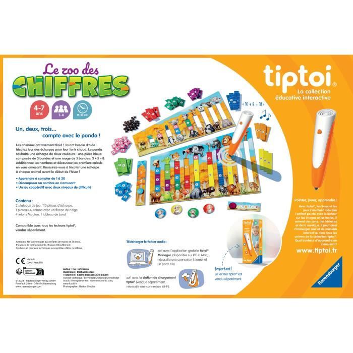 tiptoi Le Zoo des chiffres, Jeu éducatif électronique, sans écran, 00189, A partir de 4 ans, Ravensburger