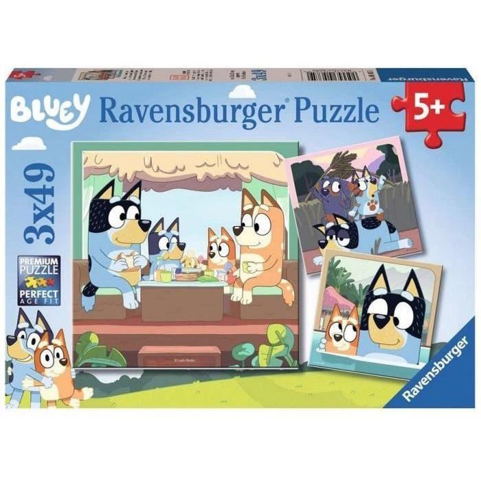 Puzzle 3x49 pieces Les aventures de Bluey - Ravensburger - LUDIQUE ET EDUCATIF - Des 5 ans