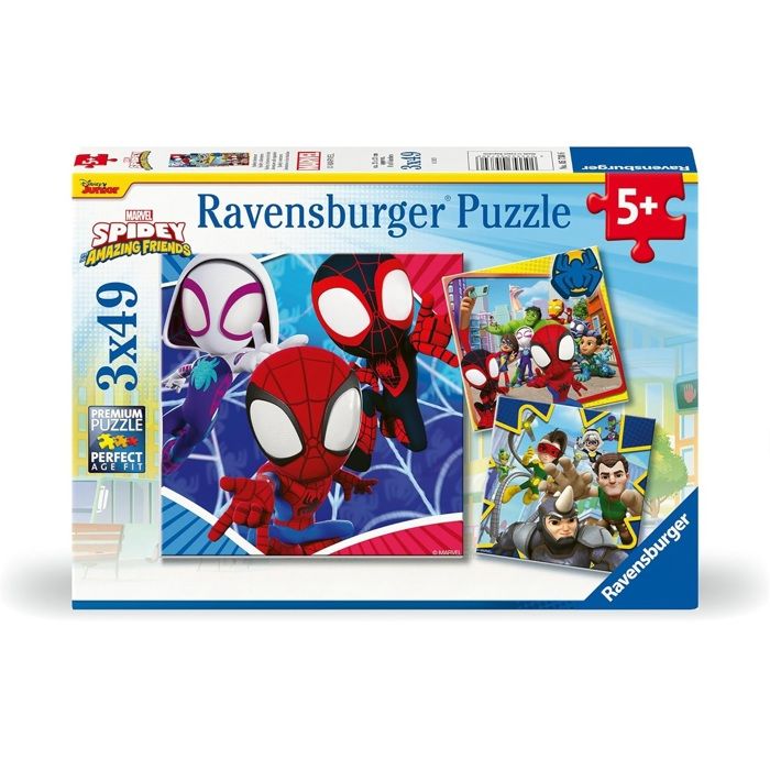 Puzzles 3x49 pieces Spidey, le lanceur de toile, Spiderman, Des 5 ans, 00005730, Ravensburger