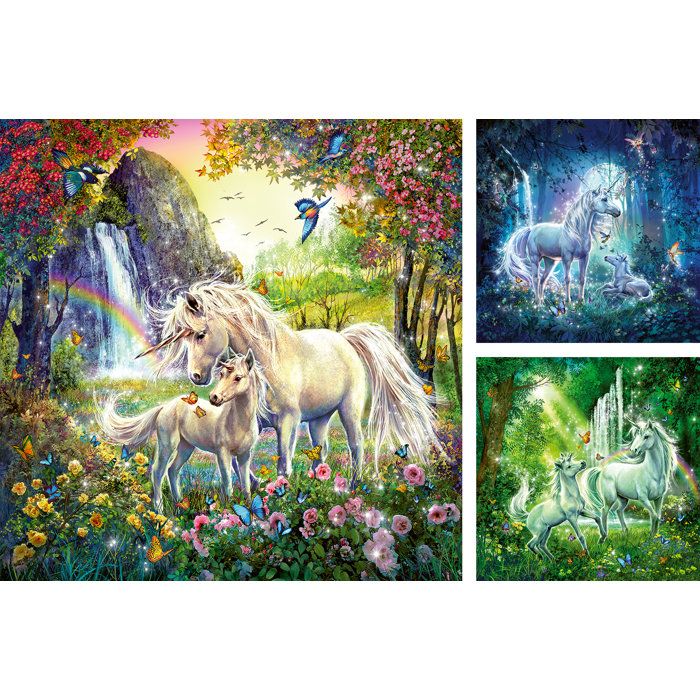 Puzzle 3 x 49 pieces : Les licornes