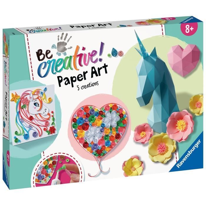 Be Creative Paper Art Maxi Origami, Pliage 3D, Quilling, 9 réalisations, Création objets, Loisir créatif, Des 8 ans 18236, Ravensb