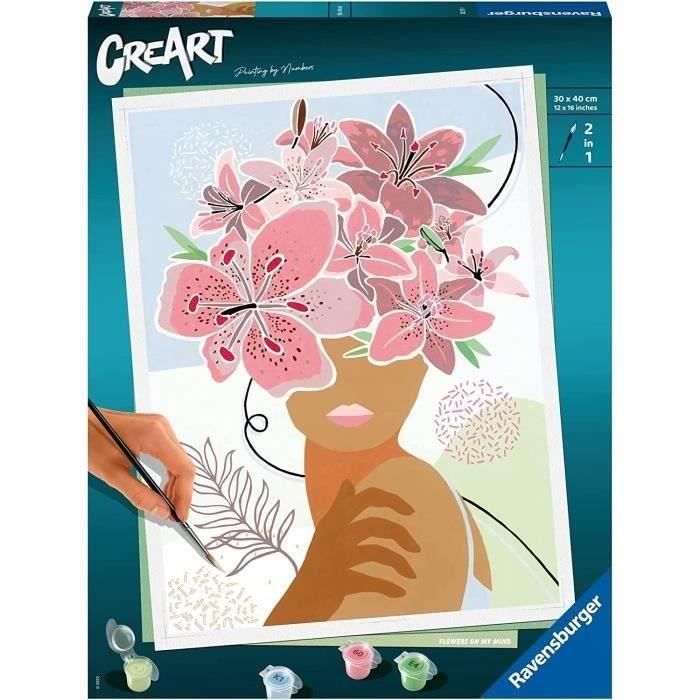 CreArt Flowers on my mind 24x30 cm - Peinture par numéros Des 12 ans Ravensburger - 20275