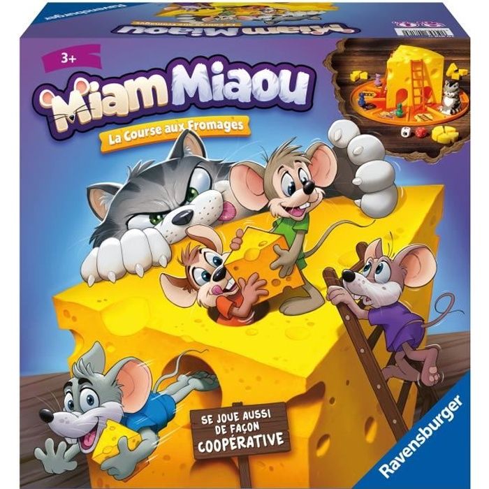 Jeu de société - Ravensburger - Miam Miaou - La course aux fromages - Enfant 3 ans - 2 a 4 joueurs
