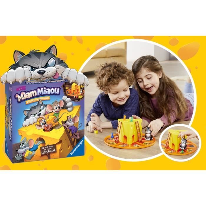 Jeu de société - Ravensburger - Miam Miaou - La course aux fromages - Enfant 3 ans - 2 a 4 joueurs