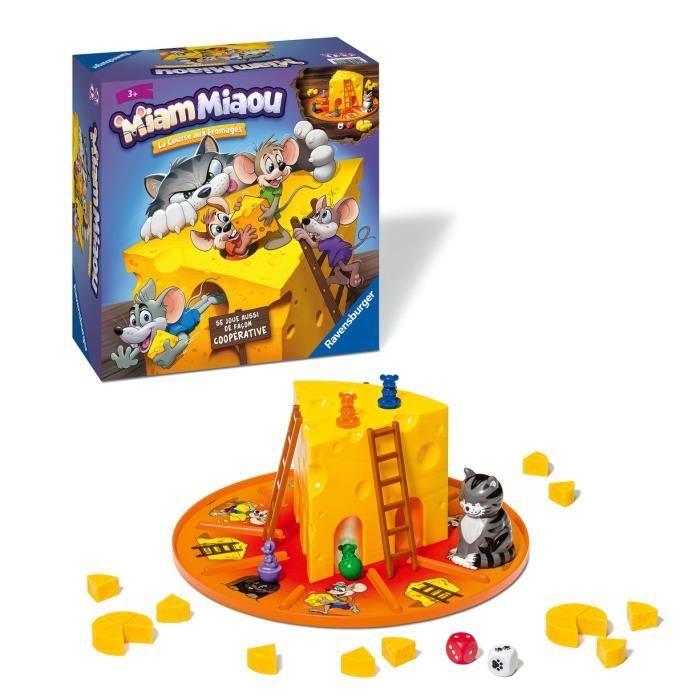 Jeu de société - Ravensburger - Miam Miaou - La course aux fromages - Enfant 3 ans - 2 a 4 joueurs