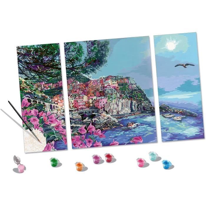 CreArt 80x50 cm - Triptyque - 5 terres - SÈrie NumÈro d'art Tryptique - 00023529 - Des 12 ans