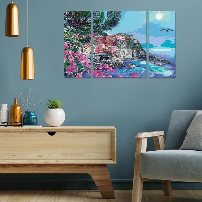 CreArt 80x50 cm - Triptyque - 5 terres - SÈrie NumÈro d'art Tryptique - 00023529 - Des 12 ans