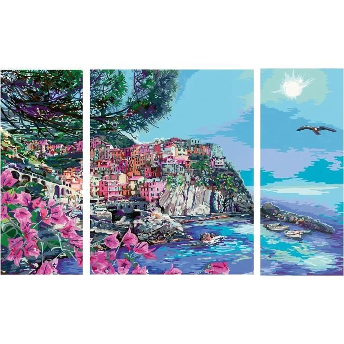 CreArt 80x50 cm - Triptyque - 5 terres - SÈrie NumÈro d'art Tryptique - 00023529 - Des 12 ans