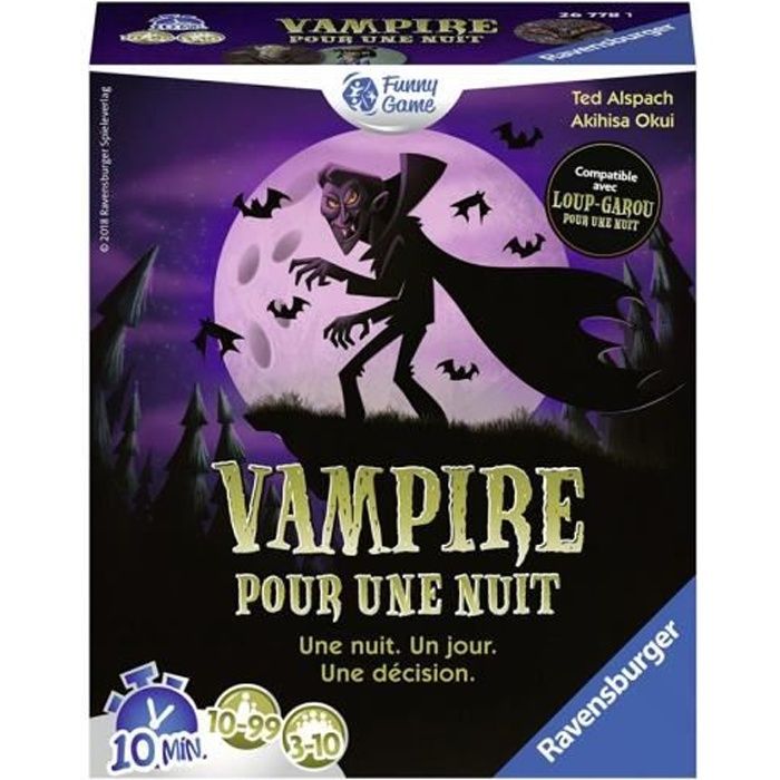 Vampire pour une nuit, Jeu de carte et de rôle, Des 10 ans, Durée 30 min, RAVENSBURGER