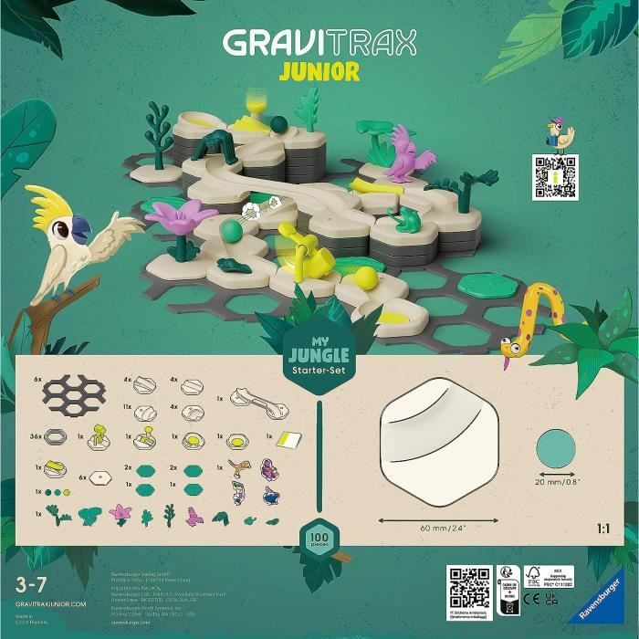 Gravitrax Junior - Starter Set My Jungle 97 pieces - Circuit de billes - Jeu de construction créatif - Ravensburger - Des 3 ans