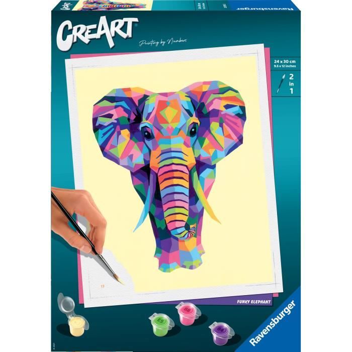CreArt Elephant 24x30 cm - Peinture par numéros Des 12 ans Ravensburger - 28995