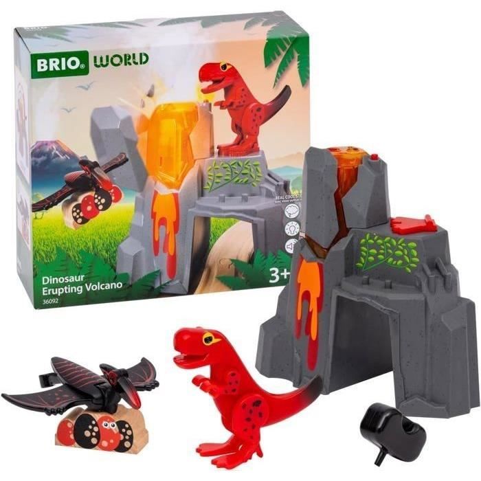 Brio Volcan en Eruption Dinosaure - Accessoire pour Circuit de Train en Bois - Action de Jeu sans Pile/avec Aimant - des 3 Ans -