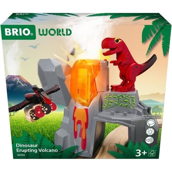 Brio Volcan en Eruption Dinosaure - Accessoire pour Circuit de Train en Bois - Action de Jeu sans Pile/avec Aimant - des 3 Ans -