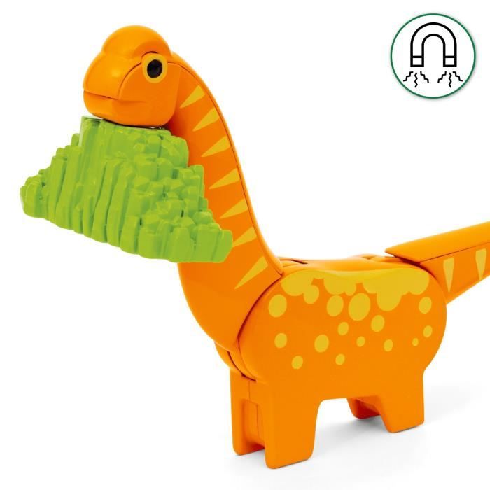 Circuit Dinosaure - Coffret Complet 12 pieces - Action de Jeu sans Pile - Dinosaure Inclus - Circuit de Train en Bois - BRIO World