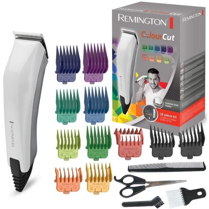Tondeuse Cheveux Homme Color Cut - REMINGTON - HC5035 - Lames Acier Inoxydable Auto-Aff˚tÈes - 11 Sabots