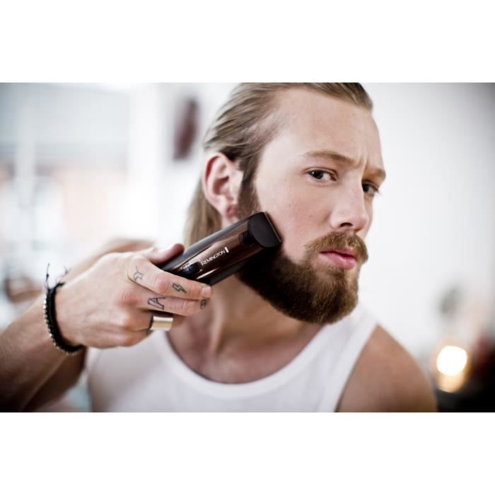 Tondeuse Barbe Beard Kit REMINGTON - Lames Titanium Auto-Aff˚tÈes - Sabots Ajustables - Batterie Lithium