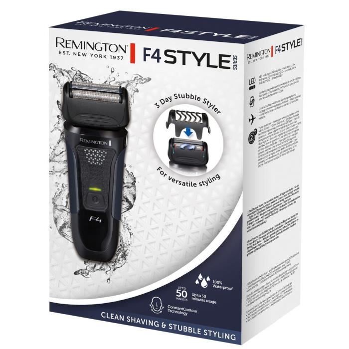 Rasoir Èlectrique Remington Style Series F4002 rasage a sec et humide, Ètanche, protege-tete, ComfortTrim, Secteur/sans fil 50min