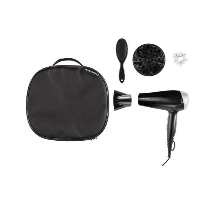Coffret seche-cheveux Style Edit Remington D3171GP ñ 2200W - Vanity de rangement,Diffuseur, Brosse plate et Chouchou en soie