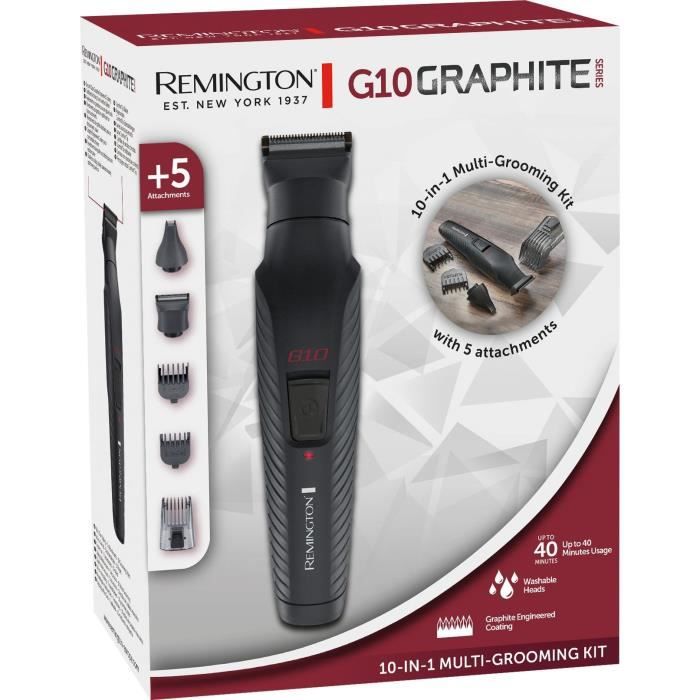 Kit multifonction - REMINGTON - G10 Graphite Series - 10 en 1 - Lames auto-aff˚tÈes, - Autonomie 40 min - USB